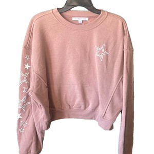 Celebrity Pink Star Print Cropped Sweatshirt Juniors’ Ginger Snap Size XL
